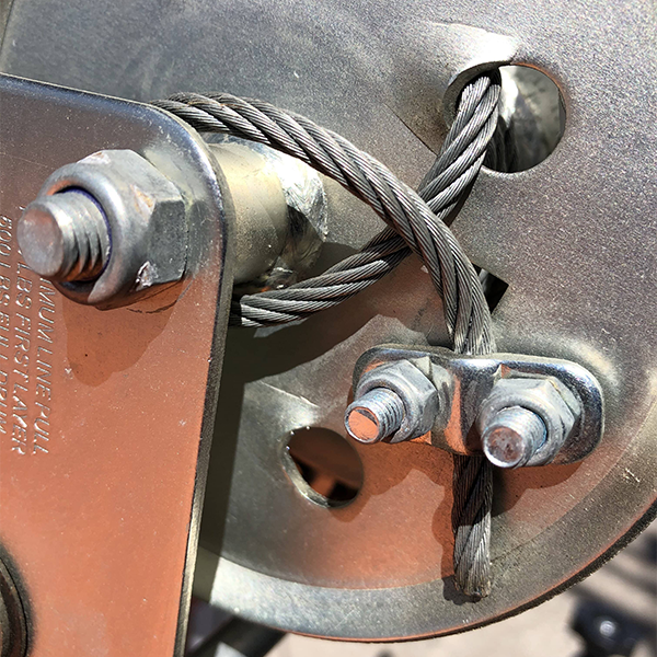 Bolts attaching the cable to the winch