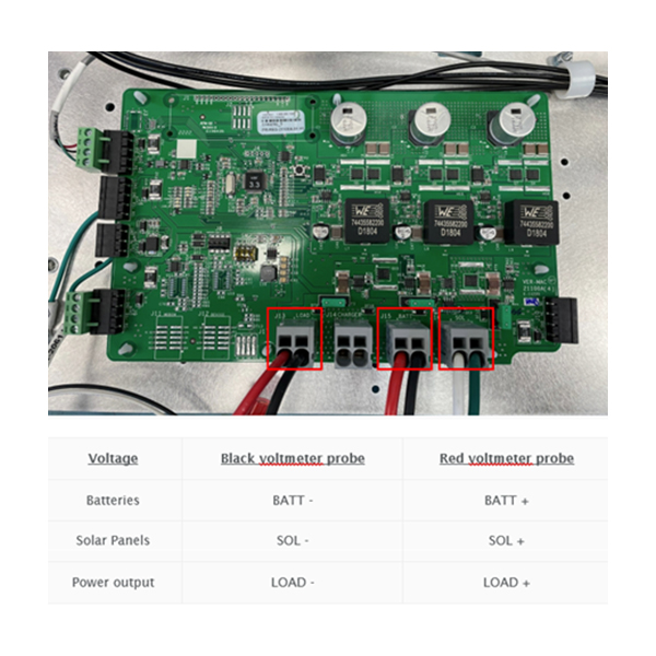 Measuring voltage with a voltmeter on a next-generation solar regulator