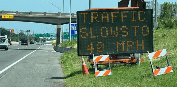 Road Work & Traffic Ahead