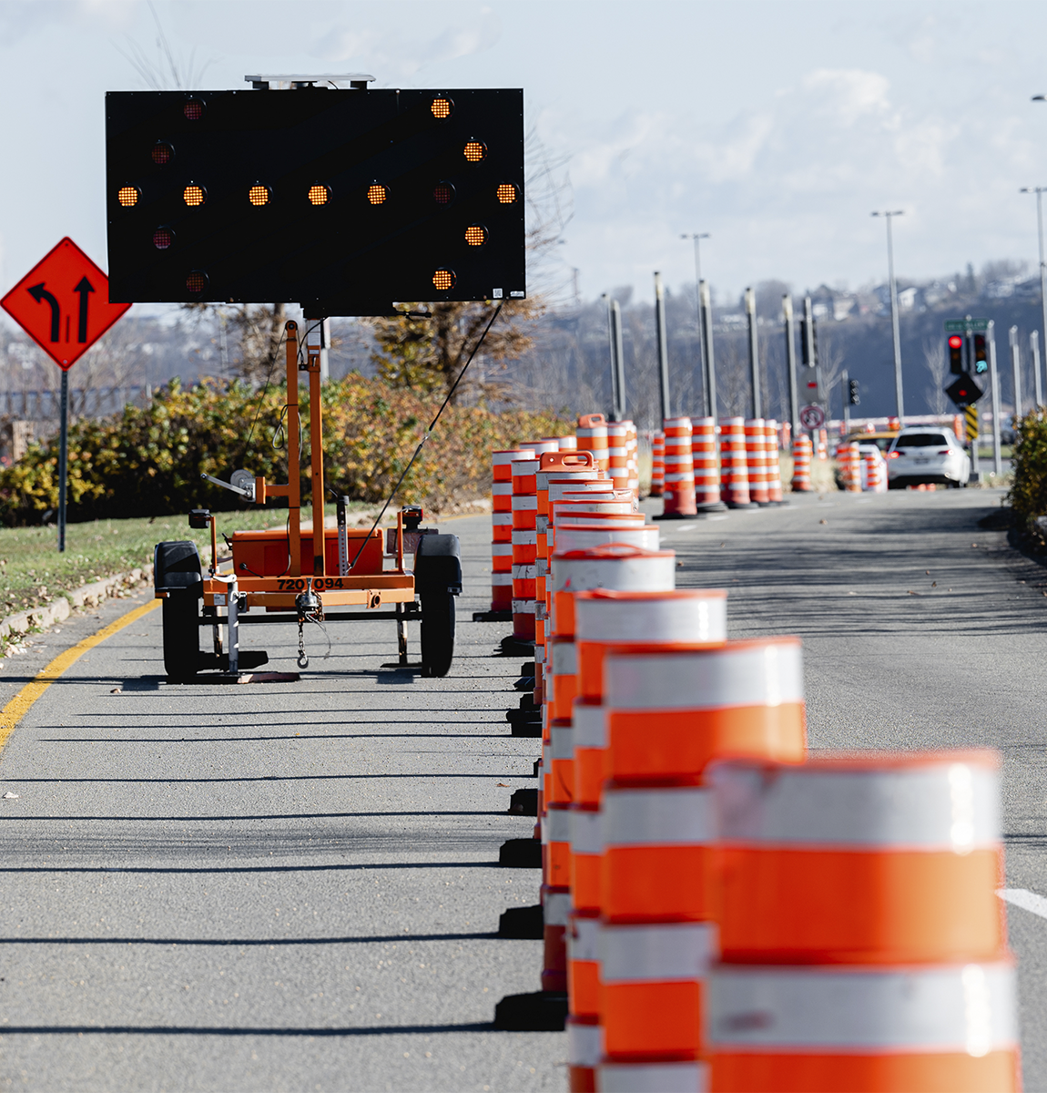 Arrow board on a work zone